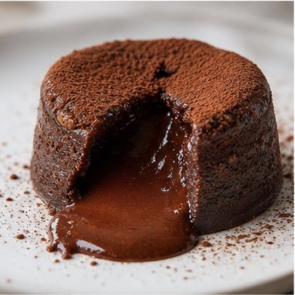 Warm chocolate fondant with a flowing molten centre